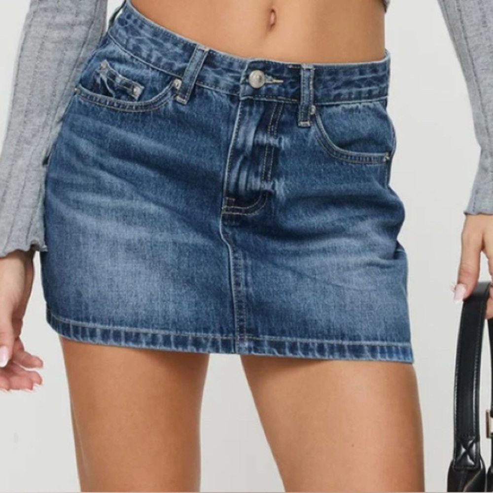 Arizona Jean Co Jr Denim Jean Skirt Mini Casual 5 Pocket Zip Blue Short Size 9